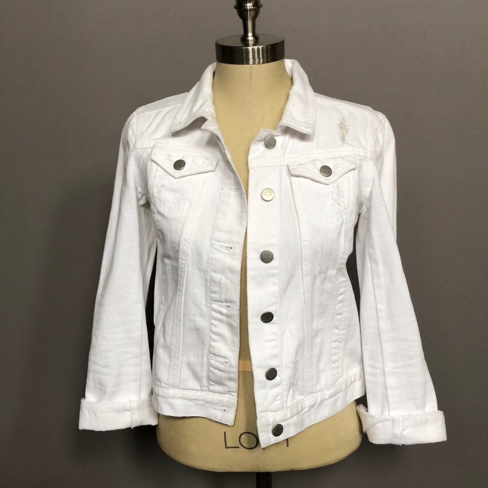 Ann Taylor LOFT white denim jacket sz XSP